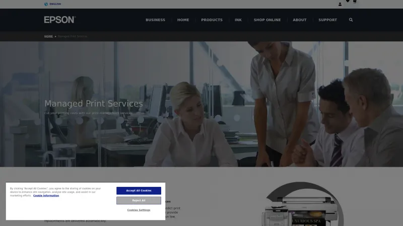 Homepage of Epson Managed Print Services