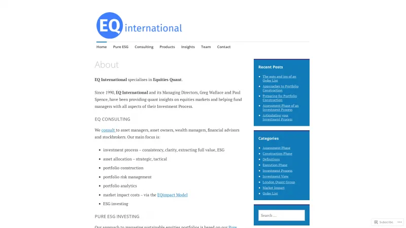 Homepage of EQ International