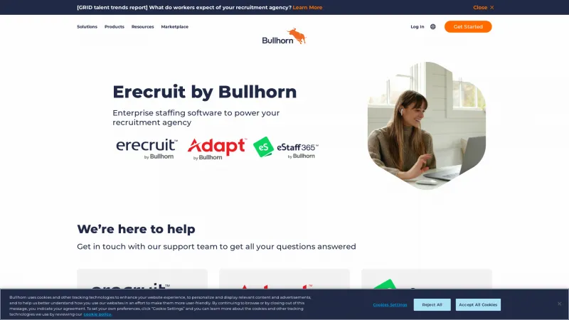 Homepage of Adapt by Bullhorn