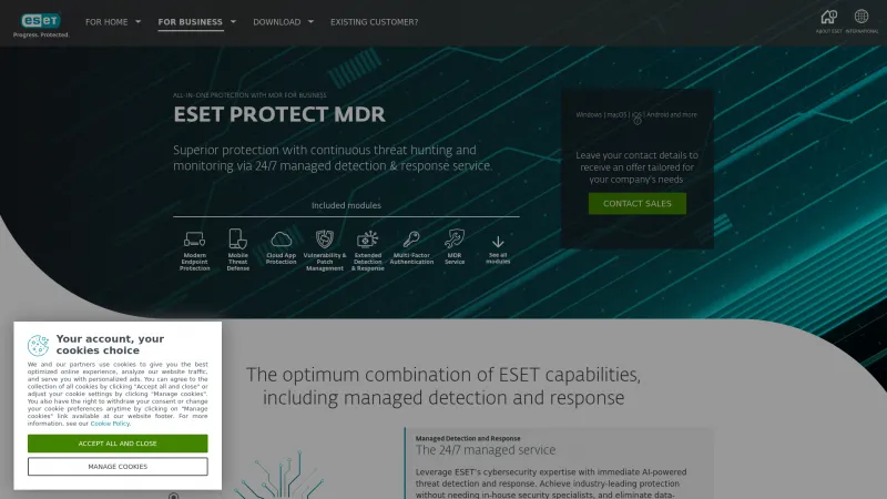 Homepage of ESET PROTECT MDR