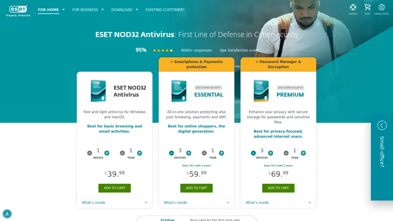 Homepage of ESET NOD32 Antivirus