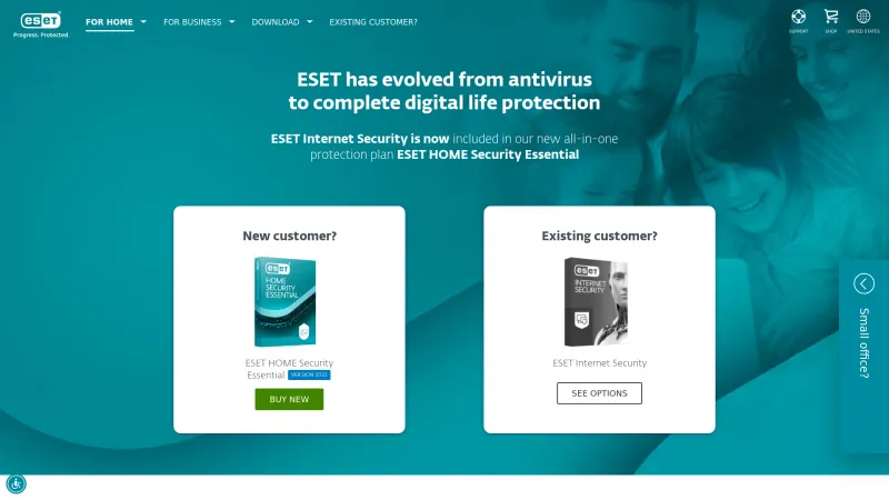 Homepage of ESET Internet Security