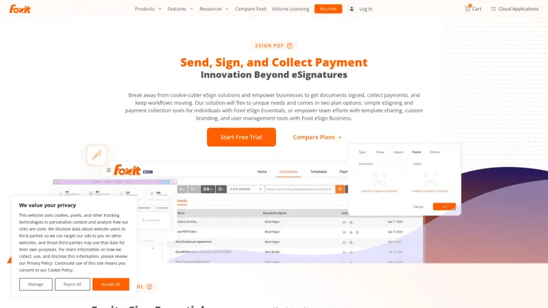 Homepage of Foxit eSign