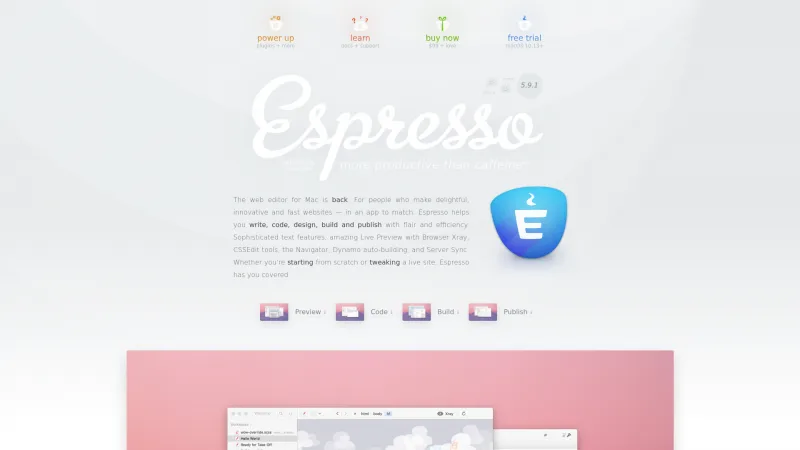 Homepage of Espresso