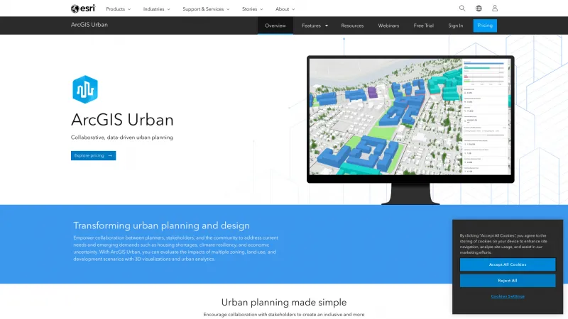 Homepage of ArcGIS Urban