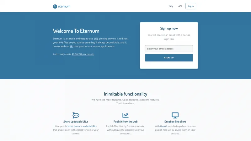 Homepage of Eternum