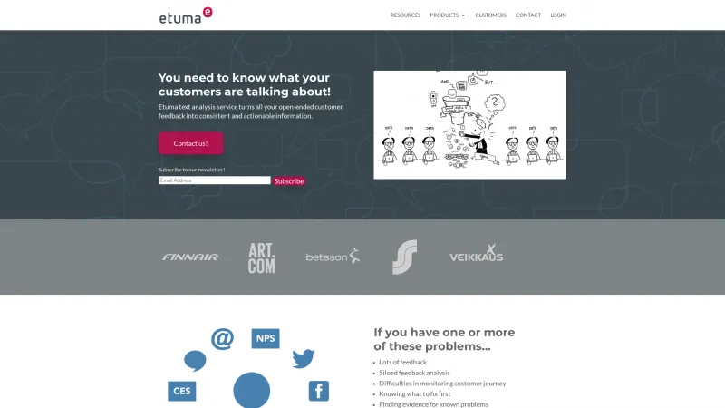 Homepage of Etuma