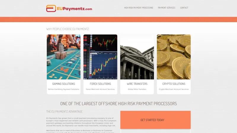 Homepage of EU Paymentz