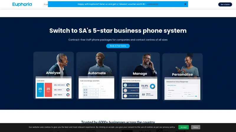 Homepage of Euphoria Telecom