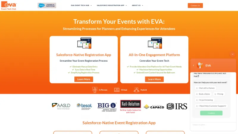 Homepage of EVA