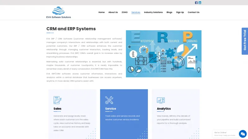 Homepage of EVA ERP/CRM