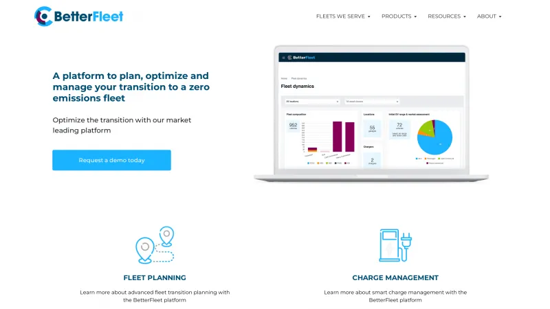 Homepage of BetterFleet