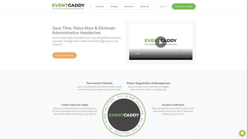 Homepage of Event Caddy