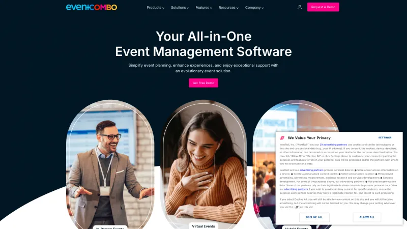 Homepage of Eventcombo