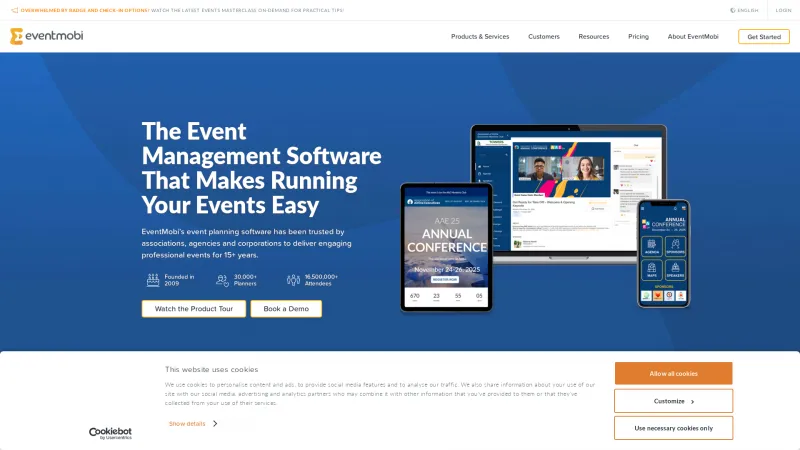 Homepage of EventMobi