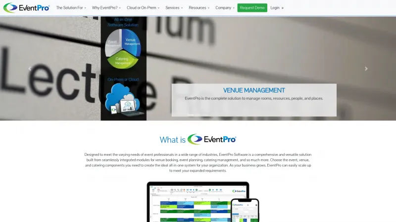 Homepage of EventPro