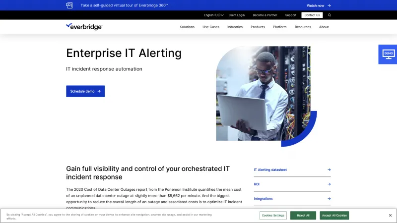 Homepage of Everbridge IT Alerting