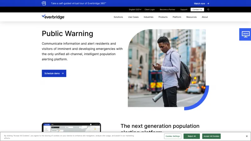 Homepage of Everbridge Public Warning