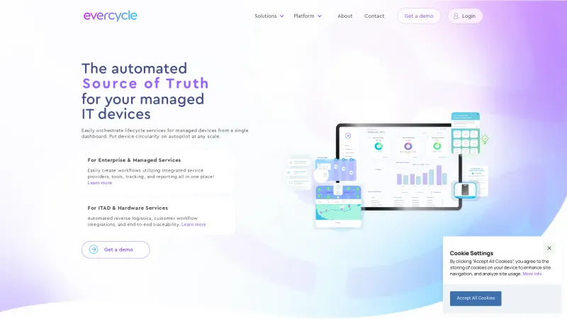 Homepage of Evercycle