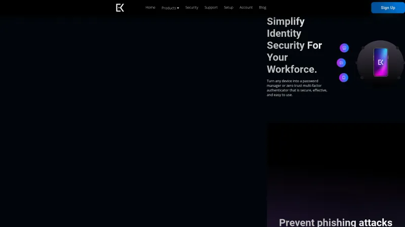 Homepage of Everykey