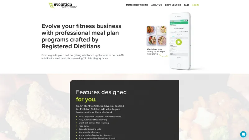 Homepage of Evolution Nutrition