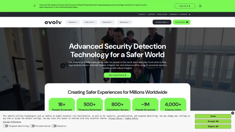 Homepage of Evolv Express