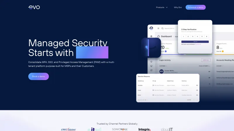 Homepage of Evo Security