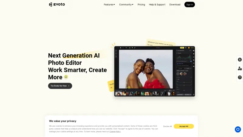 Homepage of Evoto