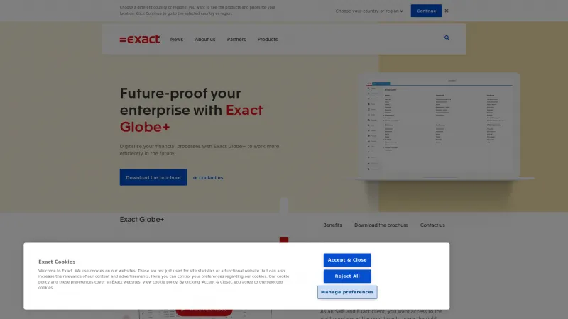 Homepage of Exact Globe+