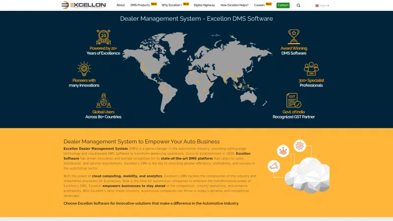 Homepage of Excellon Dealer Management System