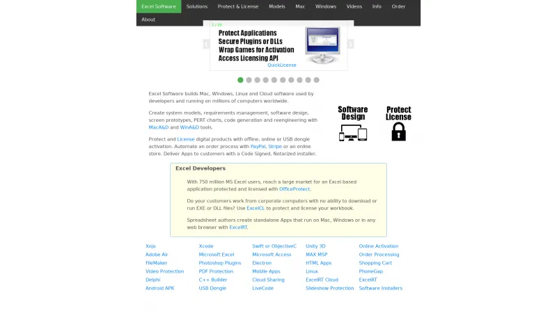 Homepage of QuickBugs