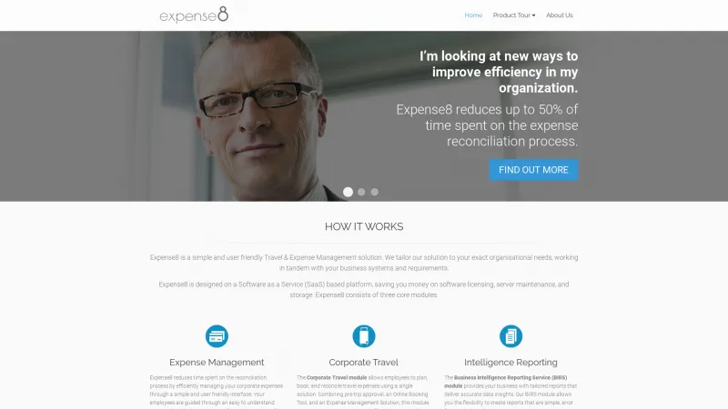 Homepage of Expense8