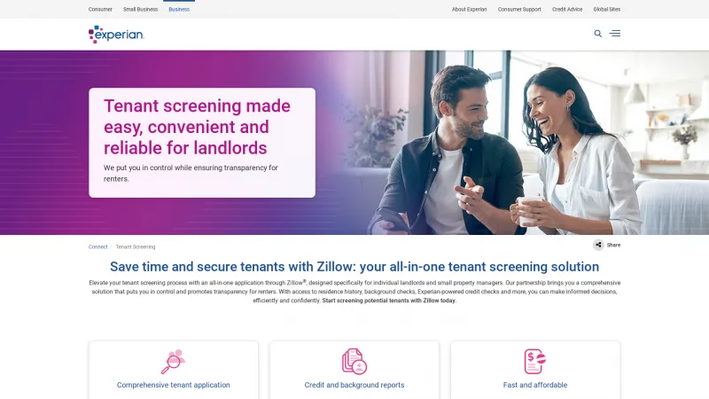 Homepage of Experian Connect