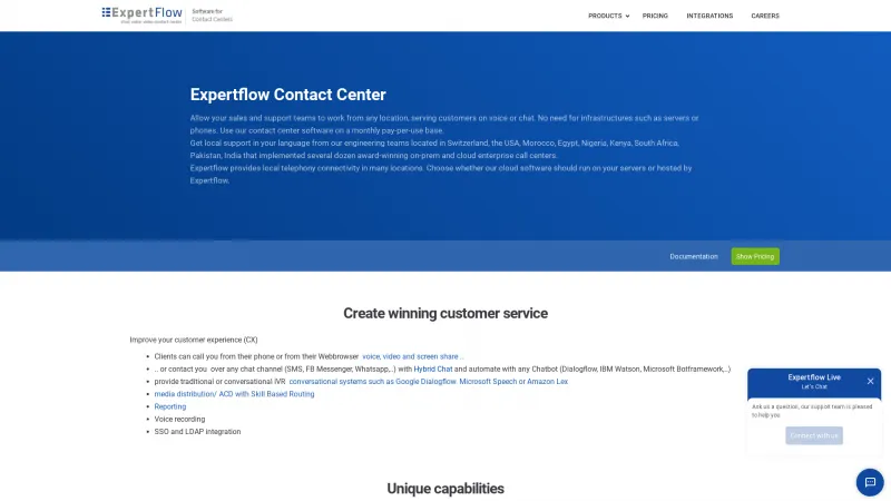 Homepage of Expertflow Contact Center