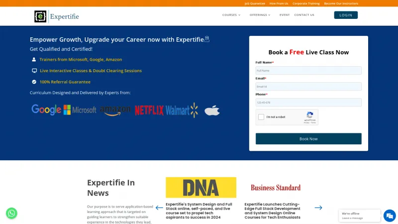 Homepage of Expertifie