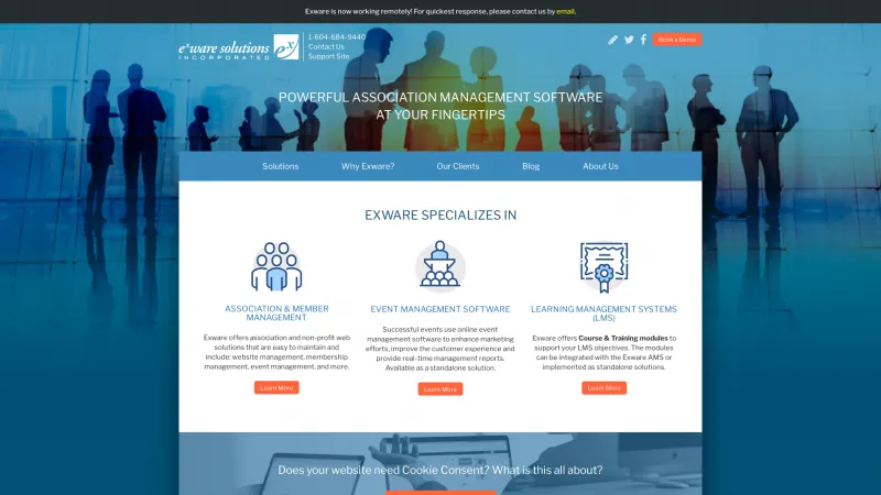 Homepage of Exware Association Management