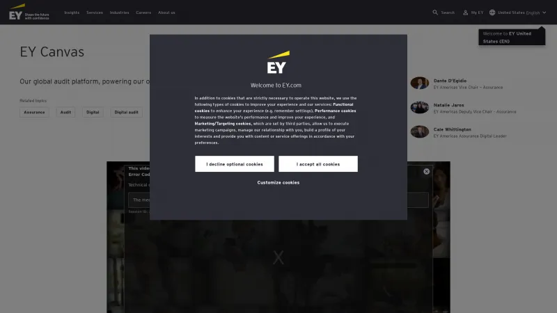 Homepage of EY Canvas