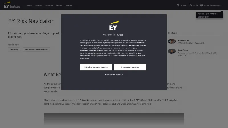 Homepage of EY Risk Navigator