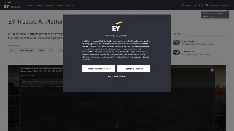 Homepage of EY Trusted AI Platform