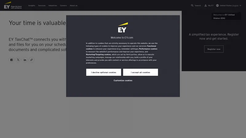 Homepage of EY TaxChat