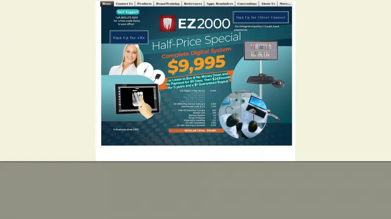 Homepage of EZ 2000 Dental Software