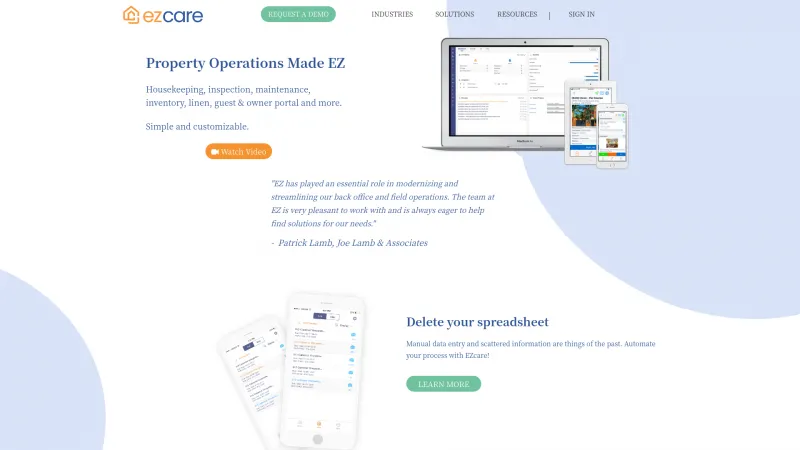 Homepage of EZcare