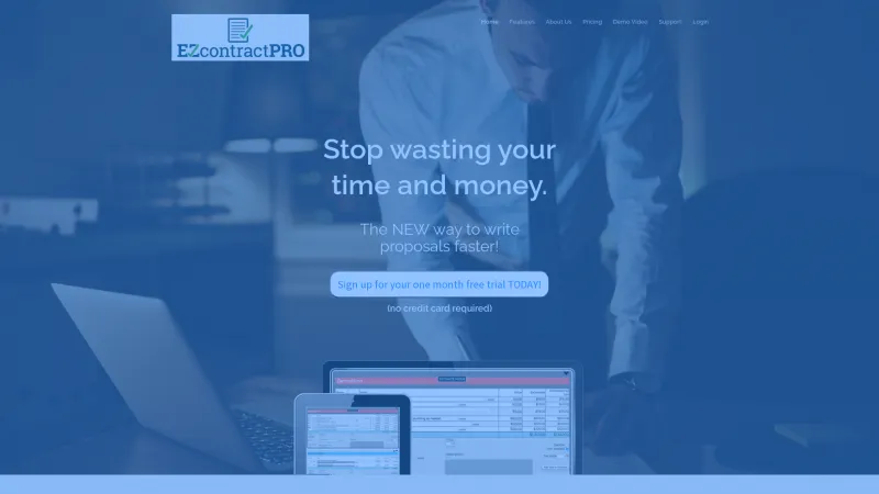 Homepage of EZcontractPro