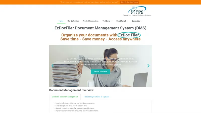 Homepage of EZ Doc Filer