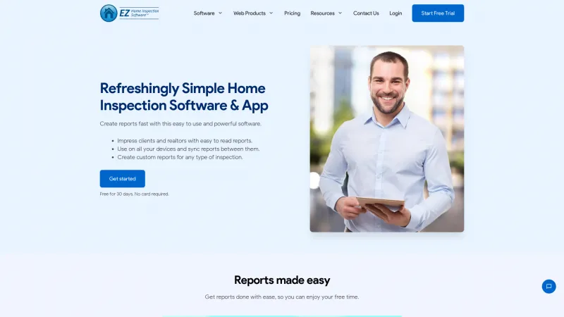 Homepage of EZ Home Inspection Software