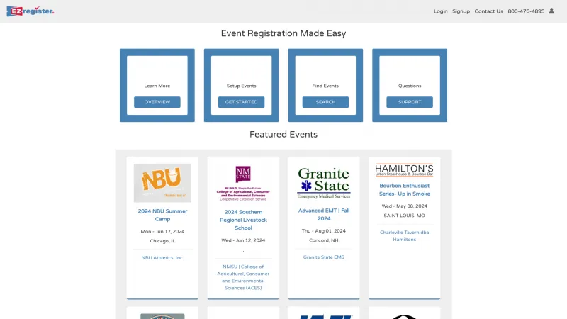 Homepage of EZregister