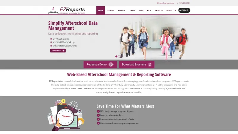 Homepage of EZReports