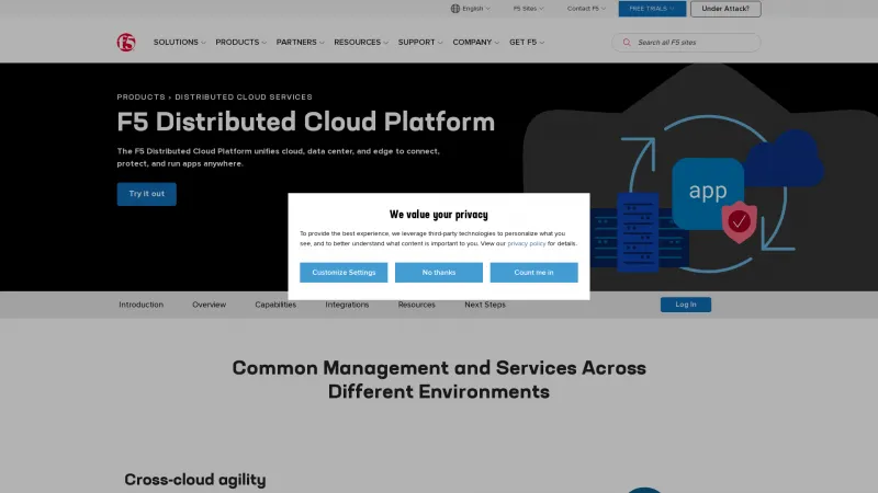 Homepage of F5 Distributed Cloud Platform