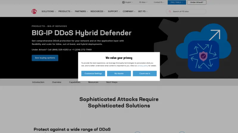 Homepage of F5 DDoS Hybrid Defender