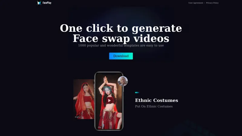 Homepage of FacePlay